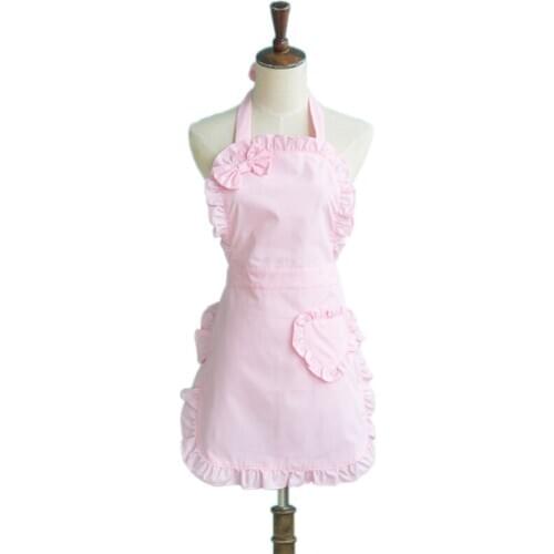 Pink Lolita Women Kitchen Cotton Apron Maid Ruffle Avental de Cozinha Divertido Tablier Cuisine Pinafore Baking Cooking Apron