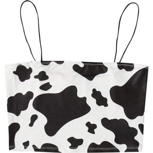 Cow Print Sexy Tank Women Summerhalter Strap Vest Sexy Backless Crop Tops Sleeveless Skinny Camis Top Clubwear Топик Женский#l