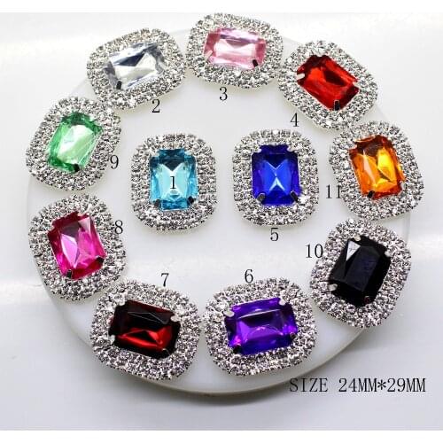 ZMASEY NEW HOT 5PCS/LOT 24*29mm Mix Color Deluxe Double Row Rhinestone & Acrylic rhinestone Cluster,Rhinestone Buckle