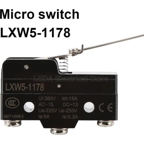 1Pcs LXW5-1178 15A 380VA Miniature Microswitch Metal Handle Switch Screw Terminal Limit Switch