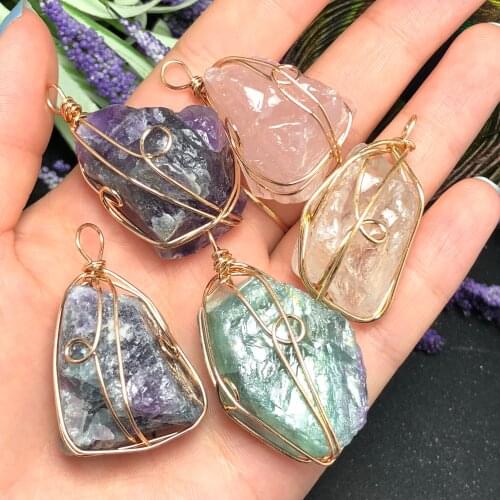 1Pcs Natural crystal hair stone copper wire edge crystal pendant, beautiful decorative jewelry