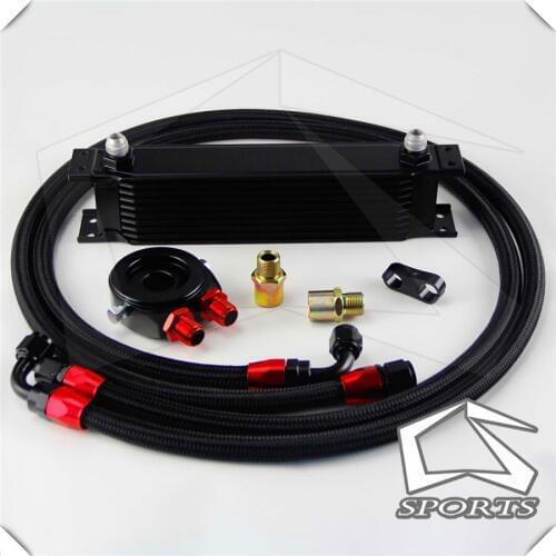 10 Row AN8 Engine Oil Cooler + 3/4*16 & M20 Filter Adapter hose Kit