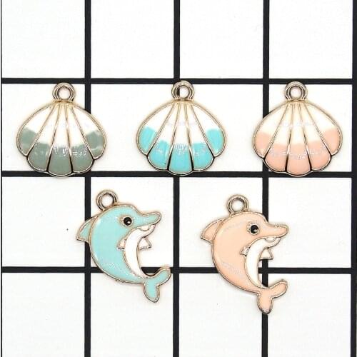 10pcs/lot Enamel Ocean Style Dolphin Charm Pendants For Women Earring Jewelry Making Fit Bracelet & Necklace DIY Findings XL875