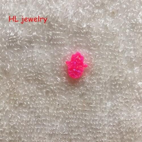 11x13mm Opal Op55 Hot Fire Pink Color Synthetic Fire Opal Fatima Hamsa Hand For DIY Jewelry
