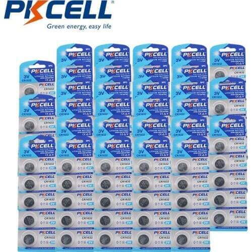 150Pcs 30Card PKCELL CR1632 1632 DL1632 3V Lithium Batteries Cell Button Coin Battery For LED tea light vibes calculators