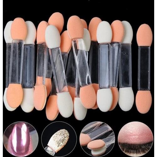 20pcs Eyeshadow Applicator Nail Glitter Mirror Powder Brush Double Ended Sponge Eyeshadow Stick Make Up Manicure Tools