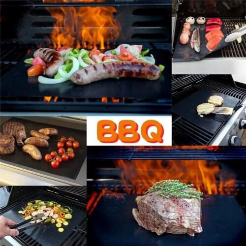 2021 40*33Cm outdoor easy to clean non-stick barbecue grill mat reusable picnic cooking barbecue super thick 5z