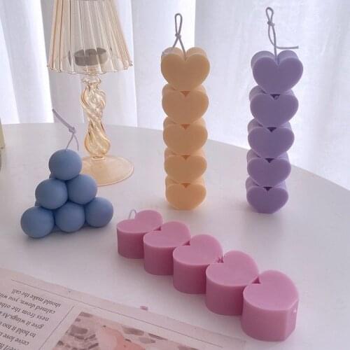 5 Holes Heart Shape Columnar Candle Mold DIY Aromatherapy Plaster Making Mold Home Decoration Chocolate Baking Mould