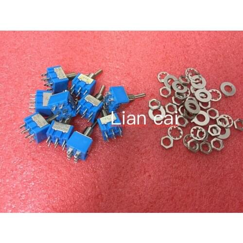 5Pcs DPDT ON-ON 2 Positions 6-pin Latching Miniature Toggle Switch AC 125V 6A