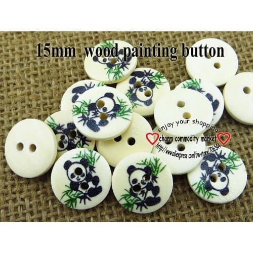 100PCS 15MM panda shape painting wooden buttons coat boots sewing clothes accessories MCB-795