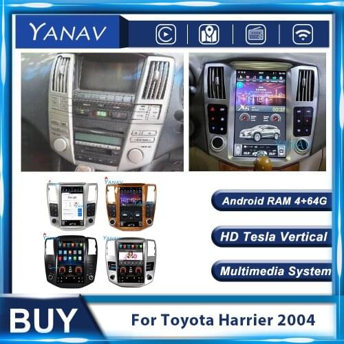 Android Tesla Car Audio GPS Navigation For Toyota Harrier 2004 Car Radio 2 Din Stereo Receiver Head Unit DVD Multimedia Player