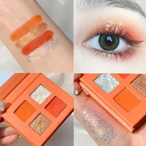 Glitter Matte Eyeshadow Palette Cosmetics Pearlescent Waterproof Beauty Makeup Four-color Sequins Four Square Grid Eye Shadow