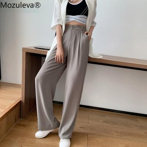 Mozuleva Spring Summer Loose Wide Leg Trousers Female Causal Elastic High Waist Women Suit Pants 2021 Ladies Solid Pantalon New