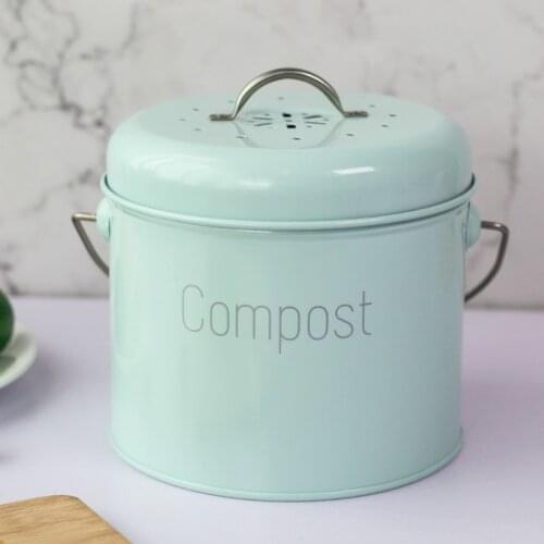 Nordic Style Home Compost Bin 3L Stainless Steel Kitchen Compost Bin Kitchen Composter for Food Waste Coal Filter