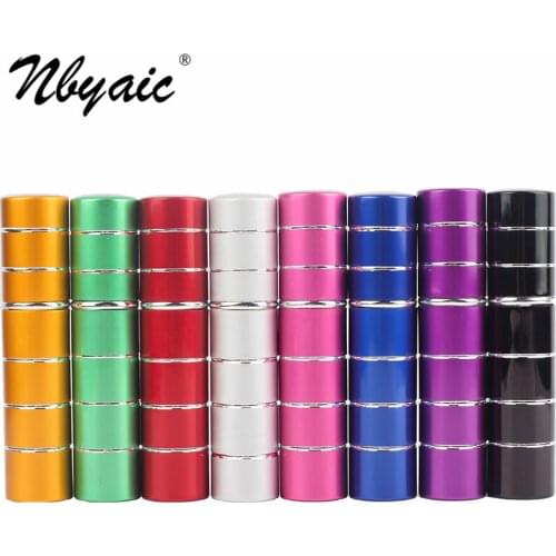 Nbyaic 100pcs Perfume sub-bottle 10ml bright silver striped round aluminum shell bottle glass liner spray bottle empty bottle