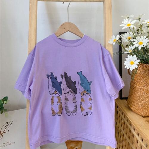 Girls T Shirt Summer Cartoon Cosplay Dolphin Baby Girl T-shirt Kids Clothes Short Sleeve Top T-shirts Child Clothing For Teens