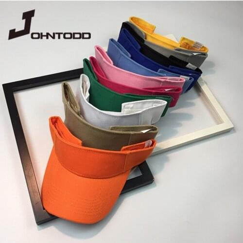 2021 New Summer Men Women Sun Hat Solid Color Visor Cap Outdoor Sport Sun Cap Golf Hiking Tennis Running Anti-UV Cap Adjustable
