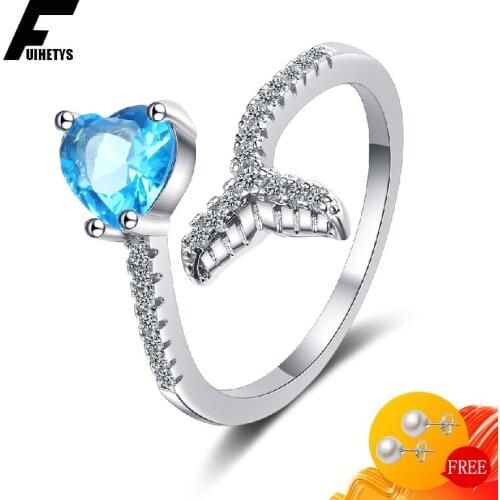 BaliJelry Women Rings 925 Silver Jewelry Heart-shape Sapphire Zircon Gemstone Finger Ring Wedding Engagement Accessory Reziable