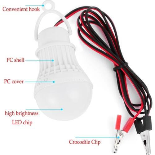 The New 12-85v LED Bulb Lamp Battery Night Market Stalls Picnic Garden Super Bright LED Energy-Saving Lighting Alligator Clip