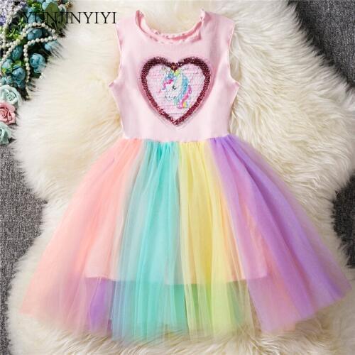 Fancy Dress for Girls Unicorn Party Dress up Kids Rainbow tutu Dresses for Girls Princess Girls Halloween Carnival Costume Wear