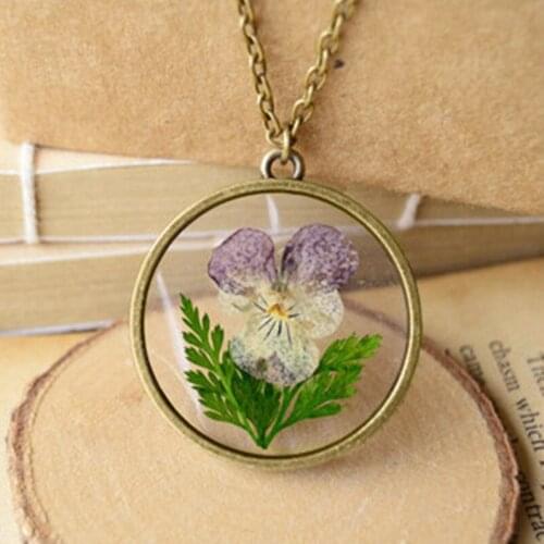 70cm Fashion Dried Flower Necklace For Women Alloy Jewelry