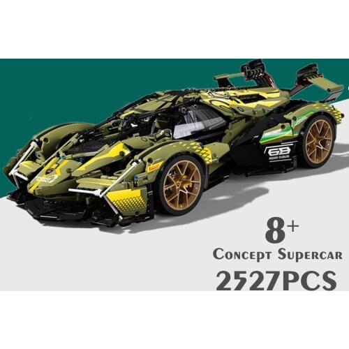 New 2527PCS V12 Concept Supercar Racing Car Vehicle Sports Sian Model Technical Building Blocks Brick Toy Kid Gift