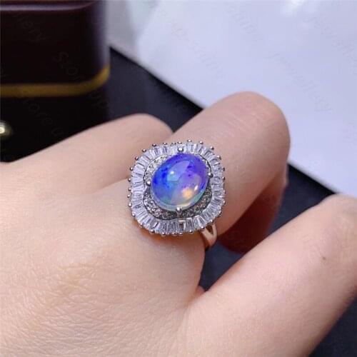 New natural opal ring 925 silver ladies ring colorful opal luxury elegant beauty and beauty