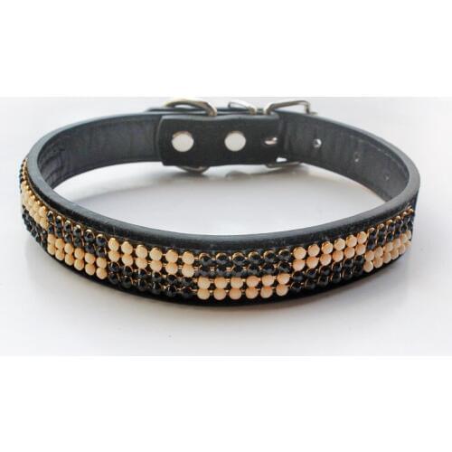 Color Diamond Dog Collars Flocking PU Leather Pet Accessories Adjustable For Small Medium Large Dogs Collier Chien Cuir