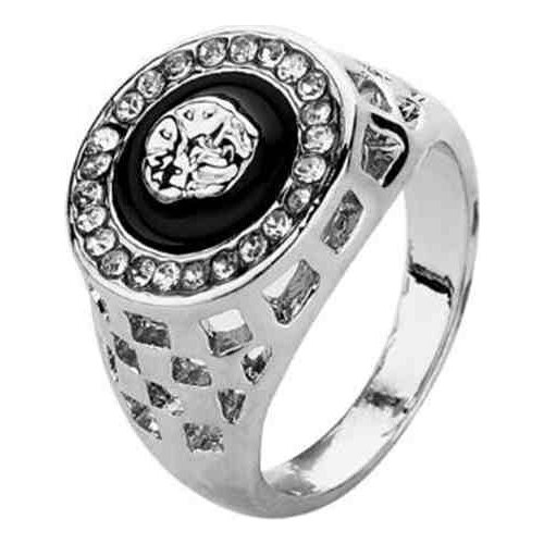 Punk Lion Head Rings for Men And Women Hollow Out Crystal Enamel Finger Ring Vintage Hip Hop Rock Party Jewelry