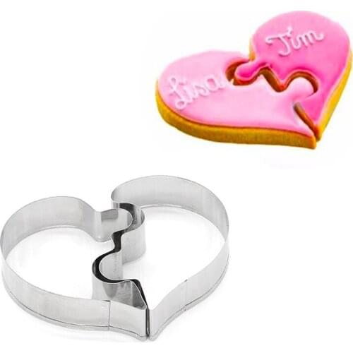 Couple Heart Cookie Cutter Stainless Steel Biscuit Knife Baking Fruit Kitchen Mold Embossing Printing