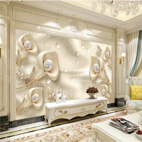 Custom Modern Mural Wallpaper 3D European Luxury Home Decor 3D Yellow Calla Lily Floral Wallpapers for Living Room Walls 3D