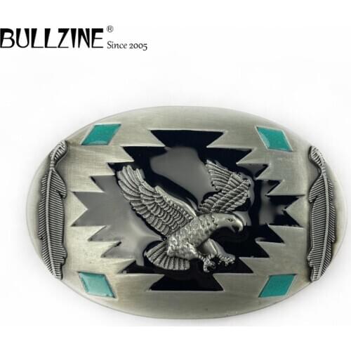 The Bullzine Eagle belt buckle with pewter finish FP-03363 with continous stock suitable for 4cm width belt