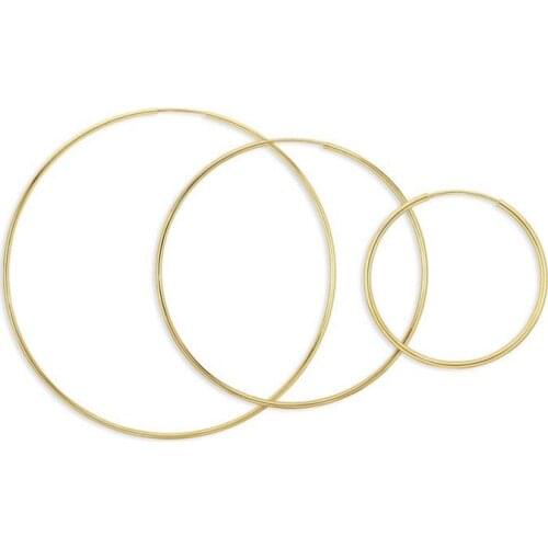 925 sterling silver earring Classic fashion golden Round tube round ear ring multi size wild trend female girl ear jewelry