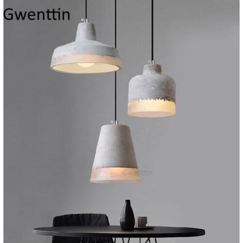 Nordic Cement Pendant Lights Vintage Hanging Lamps for Dining Room Kitchen Fixtures Led Loft Decor Industrial Lamp Luminaire E27