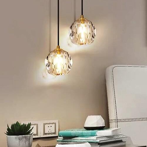 Modern Crystal Pendant Lamp For Living Room American Luxury Crystal Pendant Lights Golden Brass LED Ceiling Hanging Lights Warm