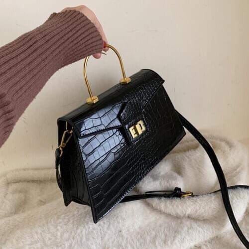 Crocodile pattern Totes With Metal Handle 2020 New High-quality PU Leather Womens Designer Handbag Lock Shoulder Messenger Bag