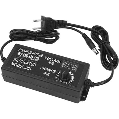 Universal Adjustable AC/DC Power Adapter 100-240V to 3-12V 5A 50-60Hz Power Adapter with LED Voltage Display(US Plug)