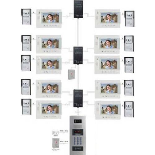 ZHUDELE Multi-Home Video Door Phone Intercom System Doorbell 7" TFT Monitor Support Second Outdoor Unit For 10 Units Apartment