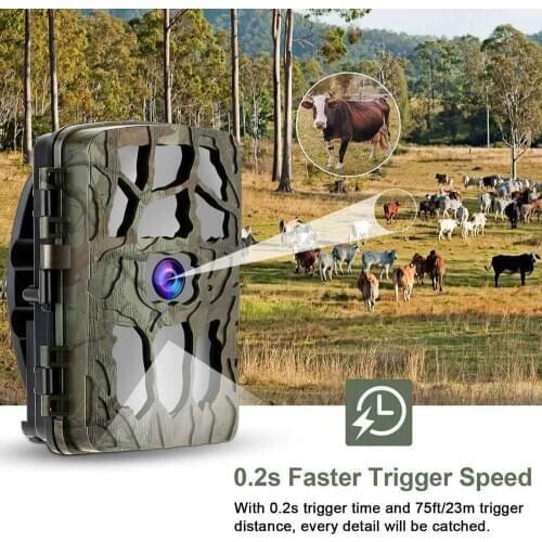 Wildlife Trail Camera Waterproof 20MP 4K Infrared Hunting Camera with Night Vision 0.2S Trigger Surveillance Tracking Camera