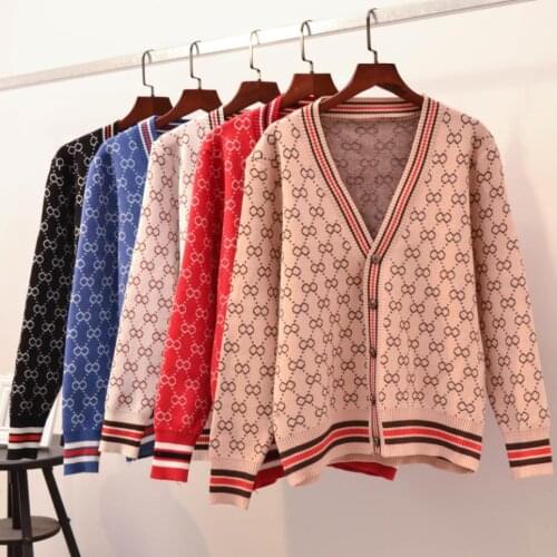 2021 Fall/Winter INS New Women V-Neck Button Placket Long Sleeve Cardigan Sweater Oversize Luxury Korean Knitted England Coat