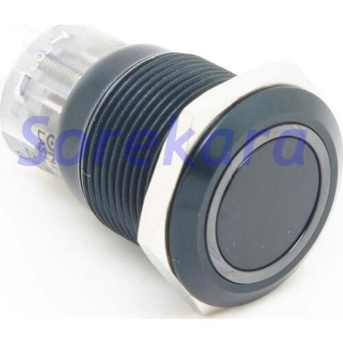 19mm Zn-Al Ring LED Color YELLOW Momentary 2NO 2NC Pushbutton Switch Black Coating For Auto IP67 UL 6V/12V/24V/110V/220V