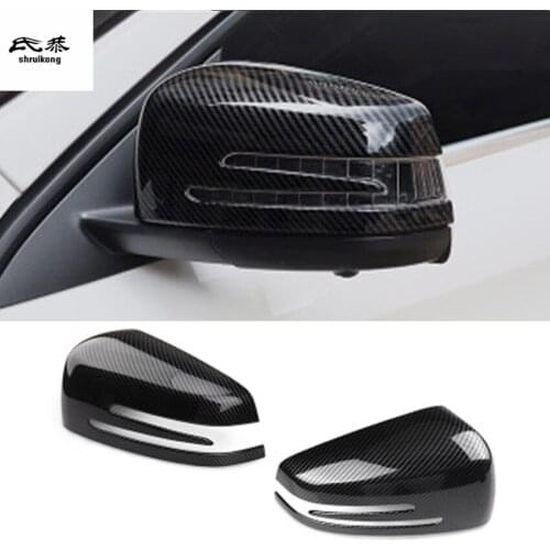 2pcs/Lot ABS Carbon Fiber Grain Rear View Mirror Cover For 2013-2019 Mercedes Benz GLA220 X156 CLA180 A200 W246 B200 W246 W242