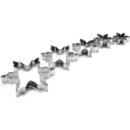 5Pcs/Set Snowflake Shape Cookie Cutter Steel Form Cookie Mold DIY Fondant Chocolate cake Decoration Mould