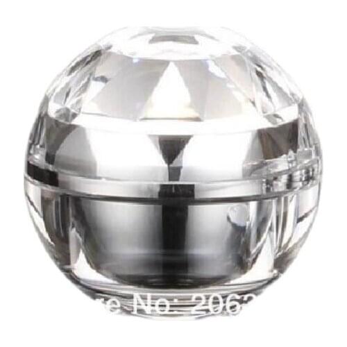 50g shiny silver ball shape Acrylic cream bottle,cosmetic container,,cream jar,Cosmetic Jar,Cosmetic Packaging
