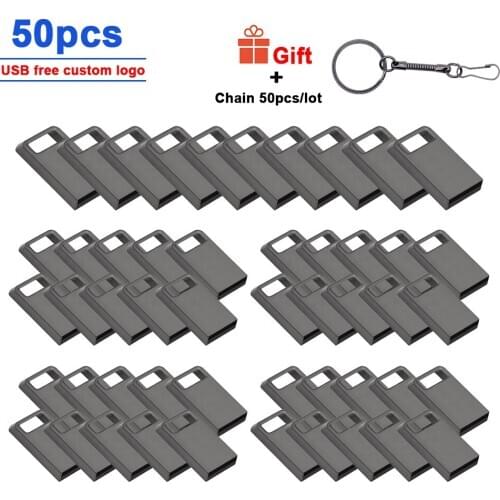 50pcs/lot Newest USB 2.0 metal pendrive 64GB 128GB 32GB 16GB USB Sticks high speed mini pen drive usb stick free logo