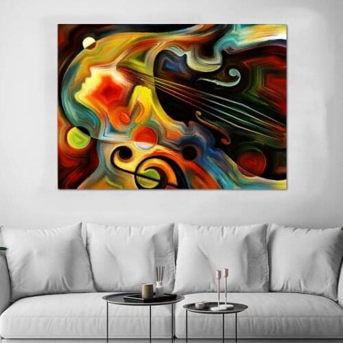 Abstract Colorful Violin Mind Canvas Painting Nordic Wall Art Posters and Prints for Living Room Wall Pictures Decor No Frame