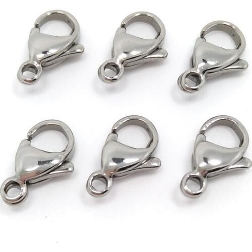 Free Shipping 100pcs 9-15# Stainless Steel Lobster Clasps Jewelry Finding bracelet DIY