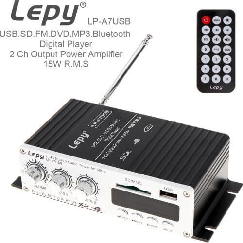 Bluetooth Mini Car HiFi Stereo Audio Amplifier USB SD DVD CD FM MP3 AUX input with Remote Controller