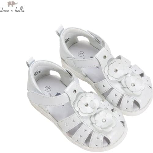DB16523 Dave Bella summer fashion baby girls floral appliques sandals new born infant shoes girl sandals cute shoes