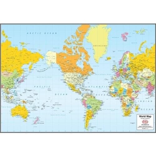 A2 World Map Decoration 2005 Version Unframed Wall Poster Personalized Travel Map Room Home Wall Stickers Decorative Painting